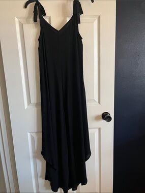 Vince Camuto Black High-Low Tie-Shoulder Maxi Dress